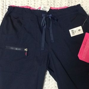 XS TALL koi lite peace scrub pants in Navy